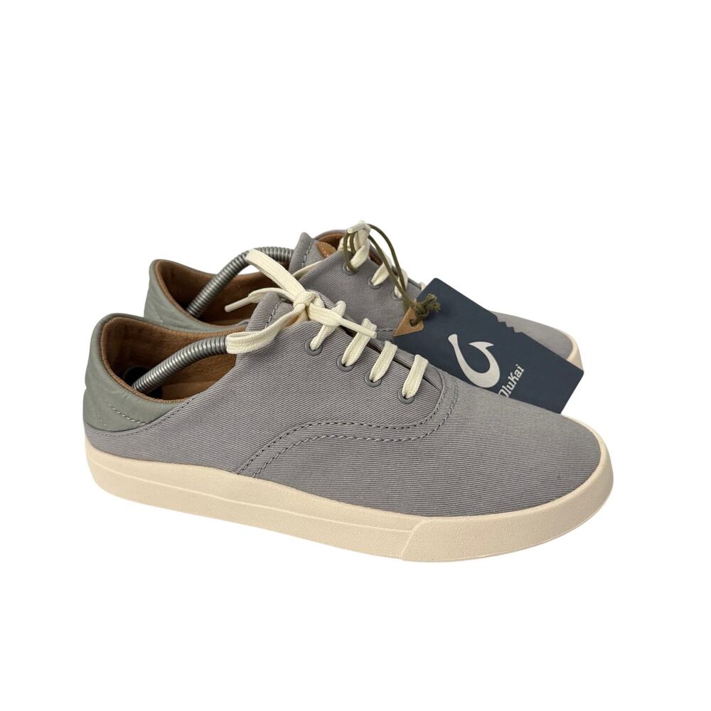 OluKai Kohu Shoes Womens Size 7.5 Mist Grey Lace Up Sneakers Comfort